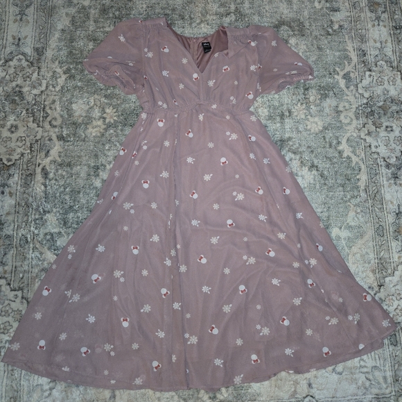 Her Universe Disney Minnie Mouse Flower Chiffon Midi Dress Plus Size XL - Picture 1 of 5